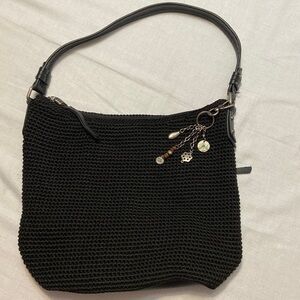 The Sak Women’s Black Crochet Boho Shoulder Bag With Key Fob - Very Nice!